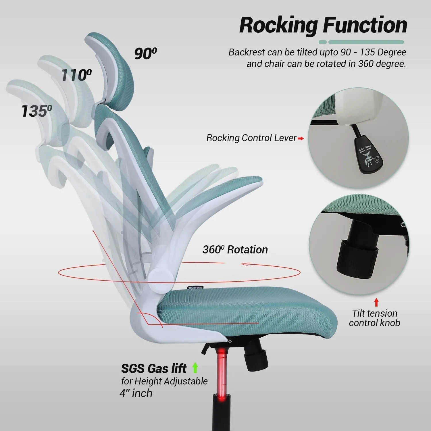 Drogo Marshal Pro Premium Ergonomic Office Chair for Work from Home, Flip-up Armrest