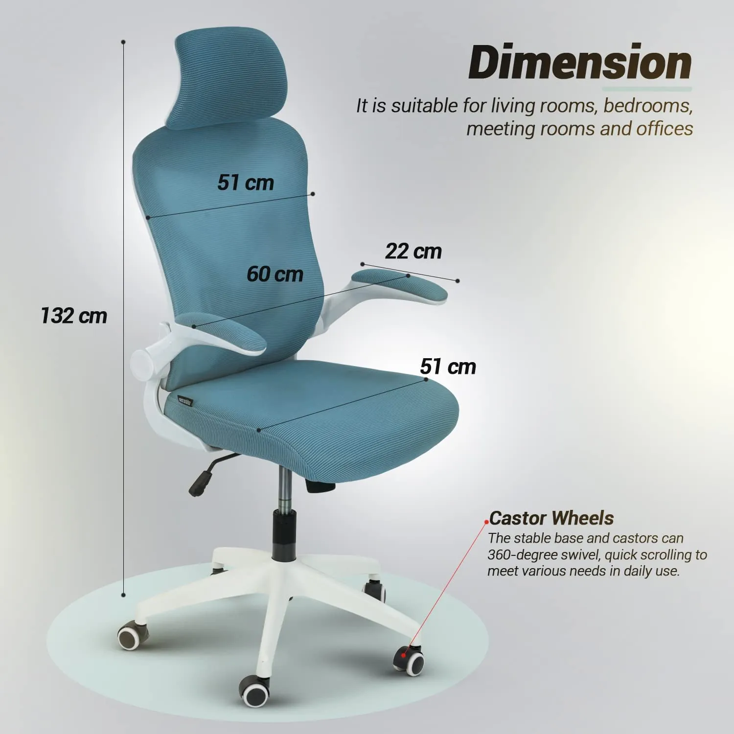 Drogo Marshal Pro Premium Ergonomic Office Chair for Work from Home, Flip-up Armrest