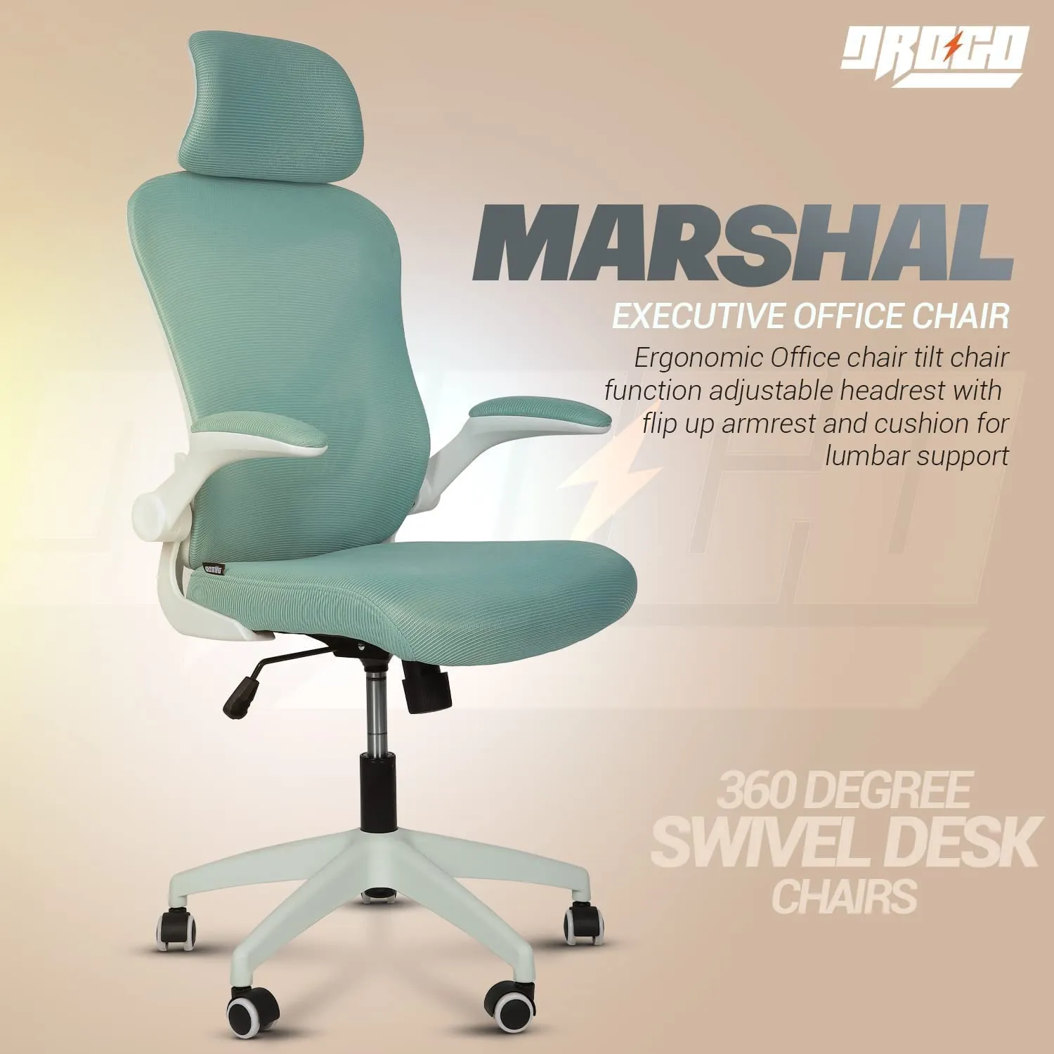 Drogo Marshal Pro Premium Ergonomic Office Chair for Work from Home, Flip-up Armrest