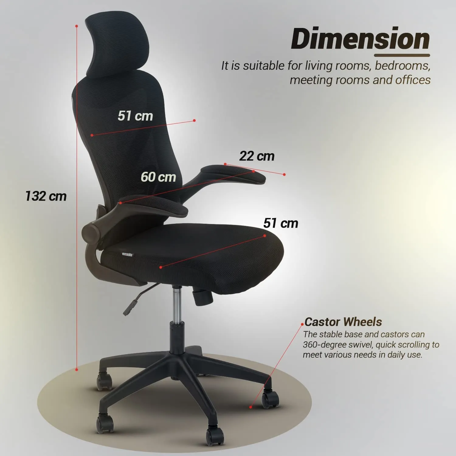 Drogo Marshal Pro Premium Ergonomic Office Chair for Work from Home, Flip-up Armrest