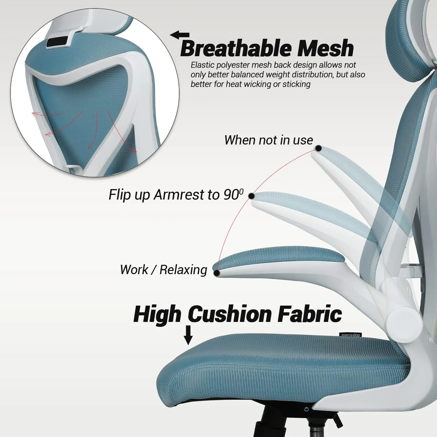 Drogo Marshal Pro Premium Ergonomic Office Chair for Work from Home, Flip-up Armrest