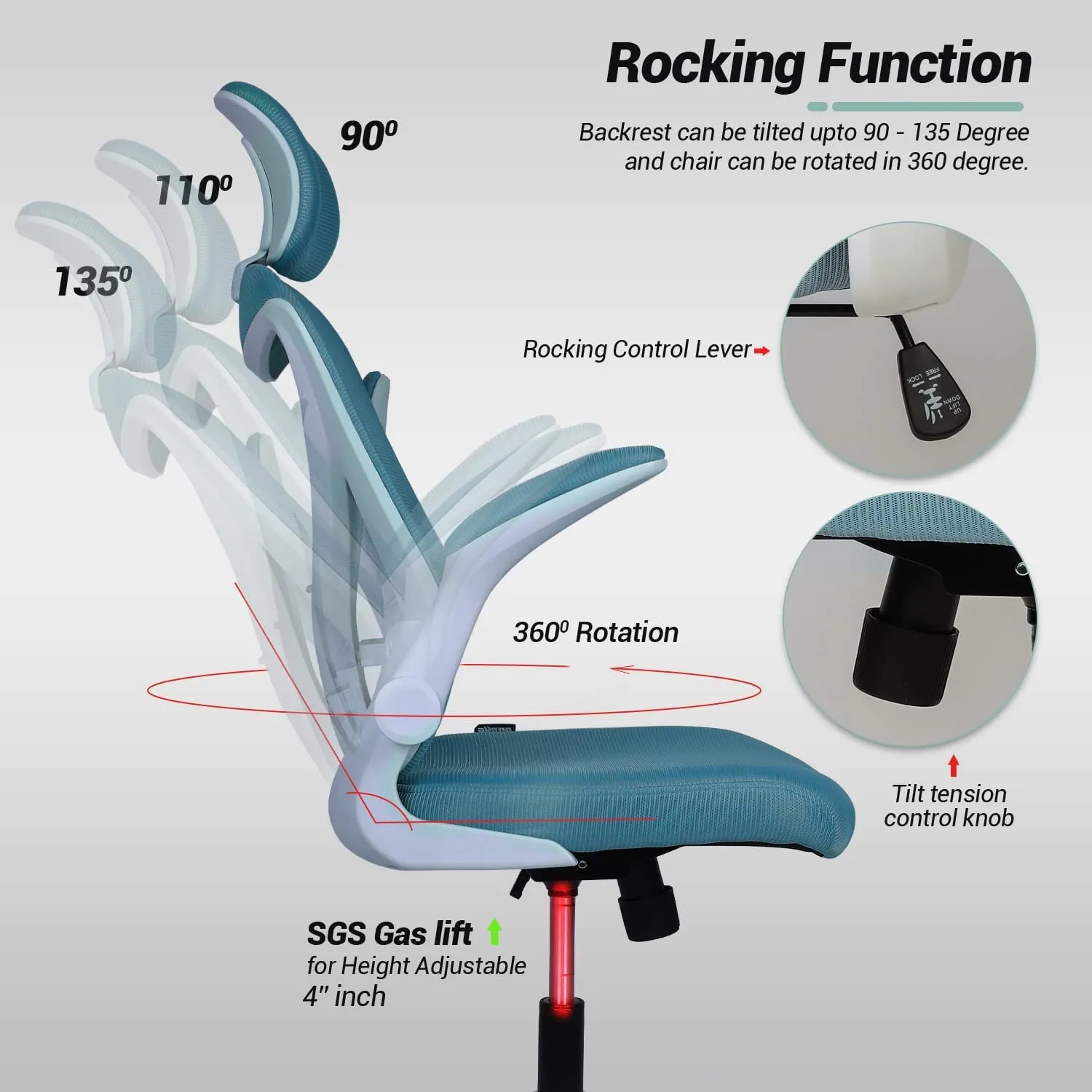 Drogo Marshal Pro Premium Ergonomic Office Chair for Work from Home, Flip-up Armrest