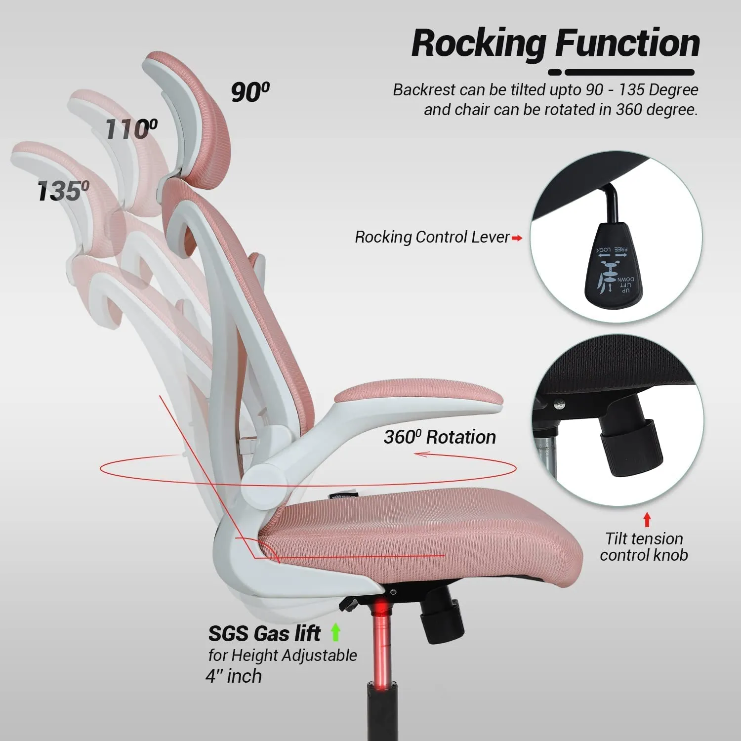 Drogo Marshal Pro Premium Ergonomic Office Chair for Work from Home, Flip-up Armrest