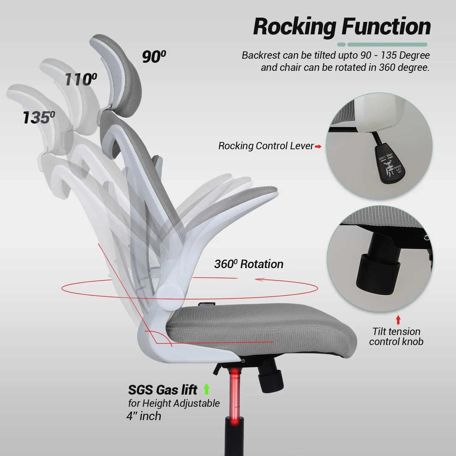 Drogo Marshal Pro Premium Ergonomic Office Chair for Work from Home, Flip-up Armrest