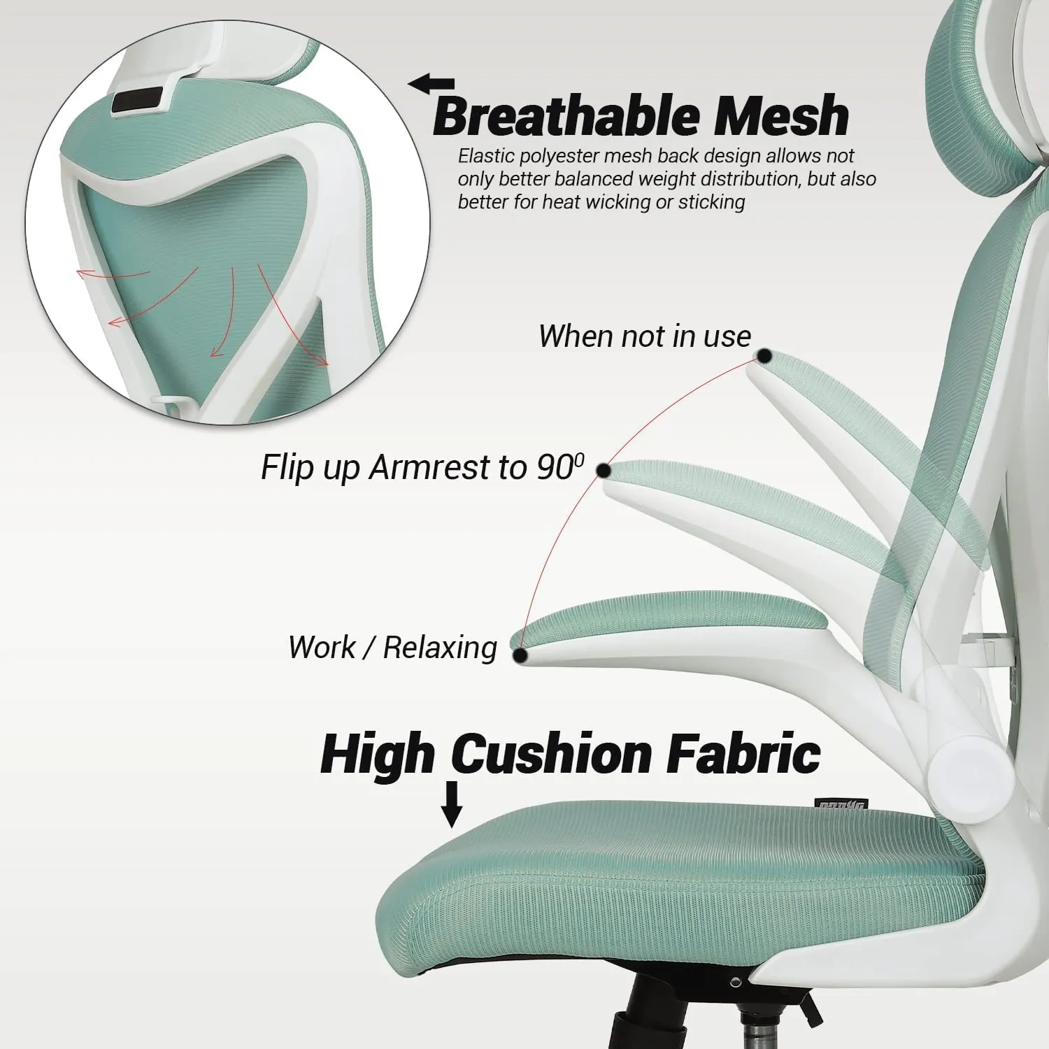 Drogo Marshal Pro Premium Ergonomic Office Chair for Work from Home, Flip-up Armrest