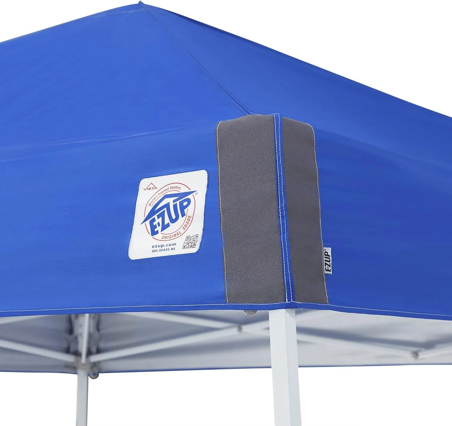 E-Z UP Vista Instant Shelter Canopy, 12' x 12', White Powder-Coated Steel Frame with Wide-Trax Roller Bag & 4 Piece Spike Set, Royal Blue
