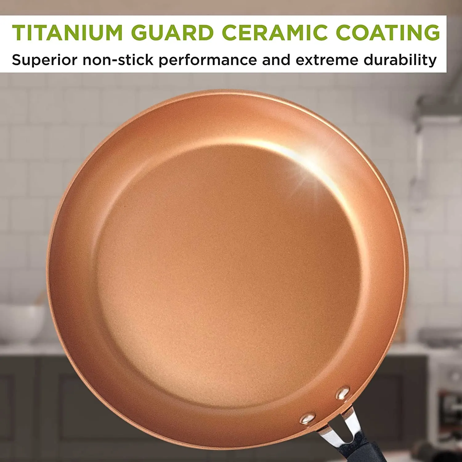 Ecolution Titanium Ceramic Easy Clean Endure Nonstick Cookware Silicone Stay Cool Handle, 8-Piece Set, Copper