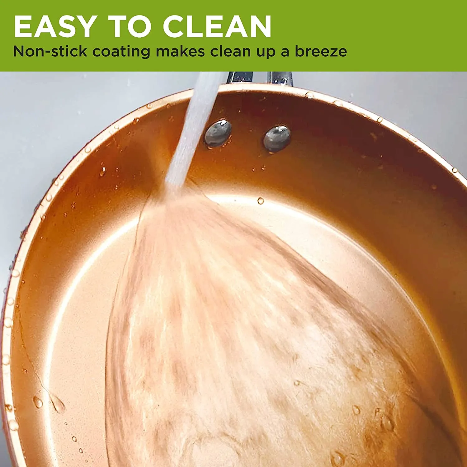 Ecolution Titanium Ceramic Easy Clean Endure Nonstick Cookware Silicone Stay Cool Handle, 8-Piece Set, Copper
