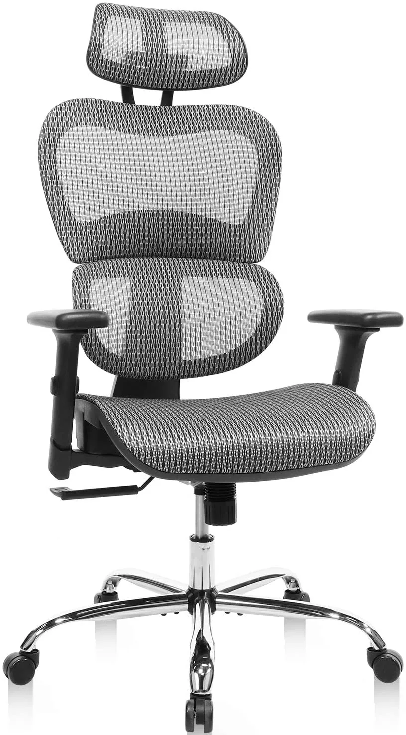 EDX Ergonomic Office Chair, High Back Mesh Chair Computer Desk Chair with Lumbar Support and 3D Adjustable Headrest and Armrests for Home Office, Conference Room, Reception Room, Gaming Room (Burgundy)