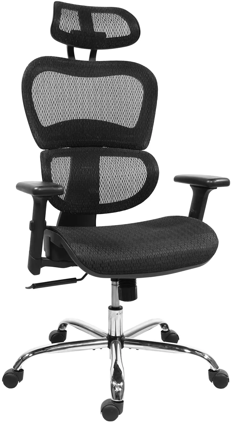 EDX Ergonomic Office Chair, High Back Mesh Chair Computer Desk Chair with Lumbar Support and 3D Adjustable Headrest and Armrests for Home Office, Conference Room, Reception Room, Gaming Room (Burgundy)