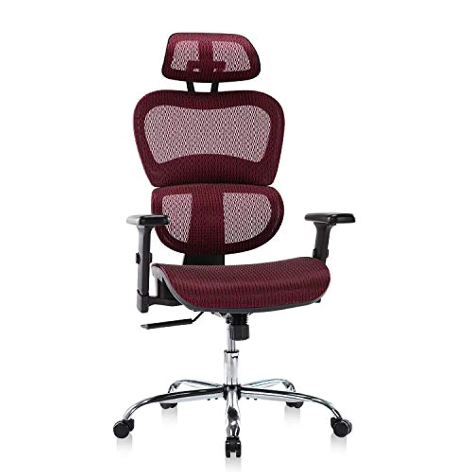 EDX Ergonomic Office Chair, High Back Mesh Chair Computer Desk Chair with Lumbar Support and 3D Adjustable Headrest and Armrests for Home Office, Conference Room, Reception Room, Gaming Room (Burgundy)