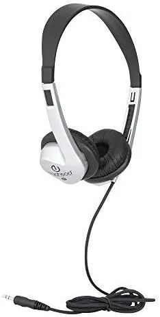 Egghead Heavy-Duty Kids' Stereo Headphones with Padded Ear Cups and 4' Cord, Adjustable Tangle-Free Stereo School Headphones, Pack of 20, Black/Silver