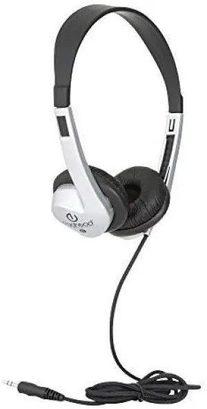 Egghead Heavy-Duty Kids' Stereo Headphones with Padded Ear Cups and 4' Cord, Adjustable Tangle-Free Stereo School Headphones, Pack of 20, Black/Silver