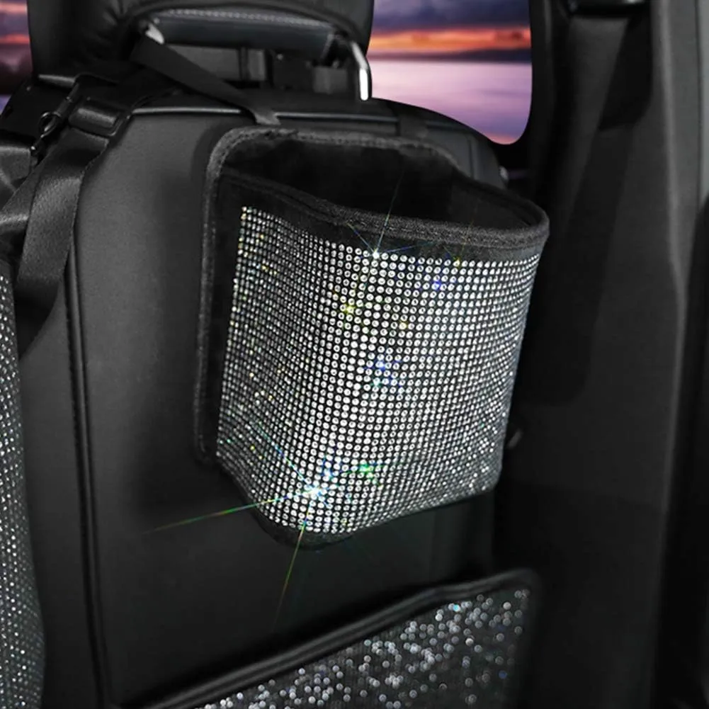 eing Car Seat Organizer Premium Seat Back/Front Seat Travel Caddy Bag, Bling Crystal Car Front Seat Organizer, Practical Car Garbage Pocket Bin, Diamond Car Accessory (1 - Pack, Pure White)