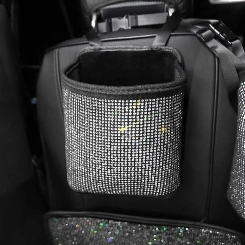 eing Car Seat Organizer Premium Seat Back/Front Seat Travel Caddy Bag, Bling Crystal Car Front Seat Organizer, Practical Car Garbage Pocket Bin, Diamond Car Accessory (1 - Pack, Pure White)