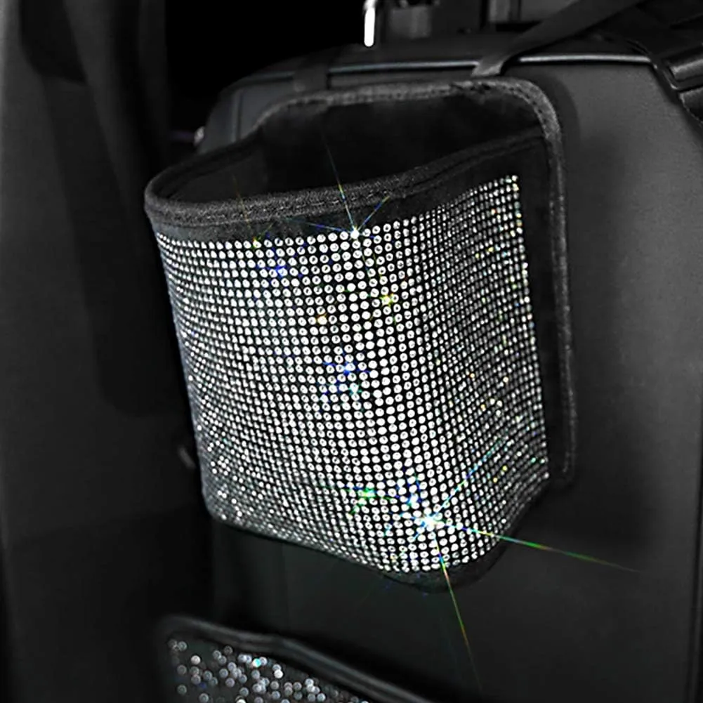eing Car Seat Organizer Premium Seat Back/Front Seat Travel Caddy Bag, Bling Crystal Car Front Seat Organizer, Practical Car Garbage Pocket Bin, Diamond Car Accessory (1 - Pack, Pure White)