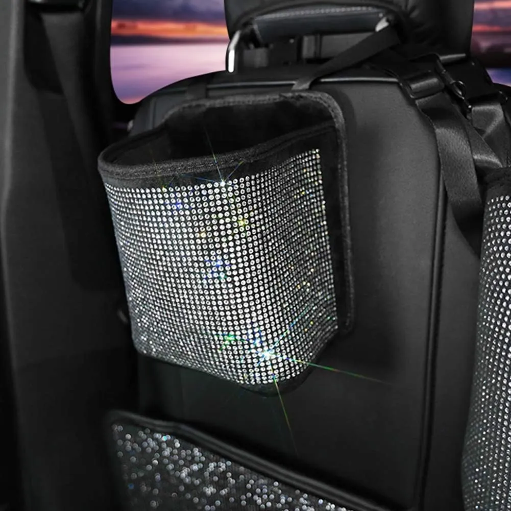 eing Car Seat Organizer Premium Seat Back/Front Seat Travel Caddy Bag, Bling Crystal Car Front Seat Organizer, Practical Car Garbage Pocket Bin, Diamond Car Accessory (1 - Pack, Pure White)