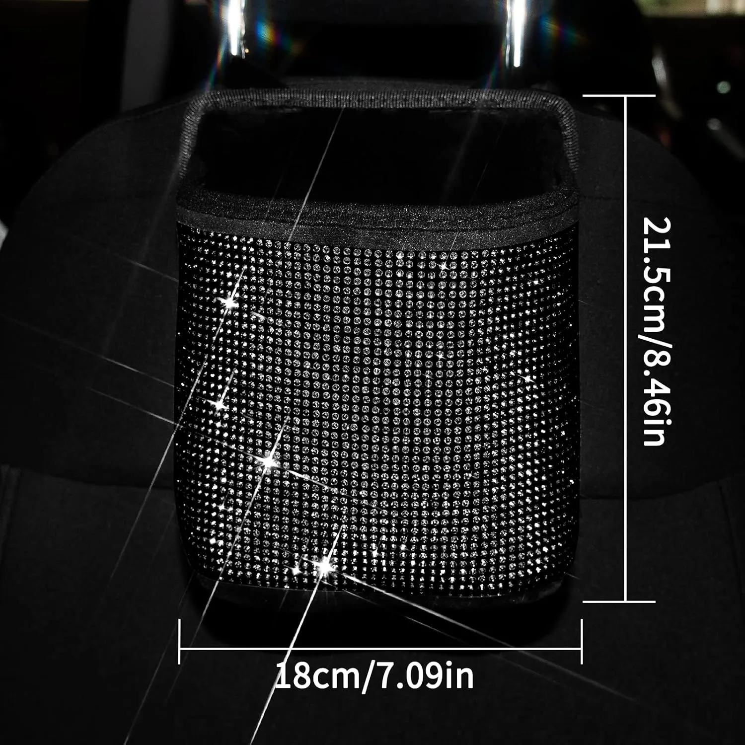 eing Car Seat Organizer Premium Seat Back/Front Seat Travel Caddy Bag, Bling Crystal Car Front Seat Organizer, Pratical Car Garbage Pocket Bin, Diamond Car Accessory (1 - Pack, Black)