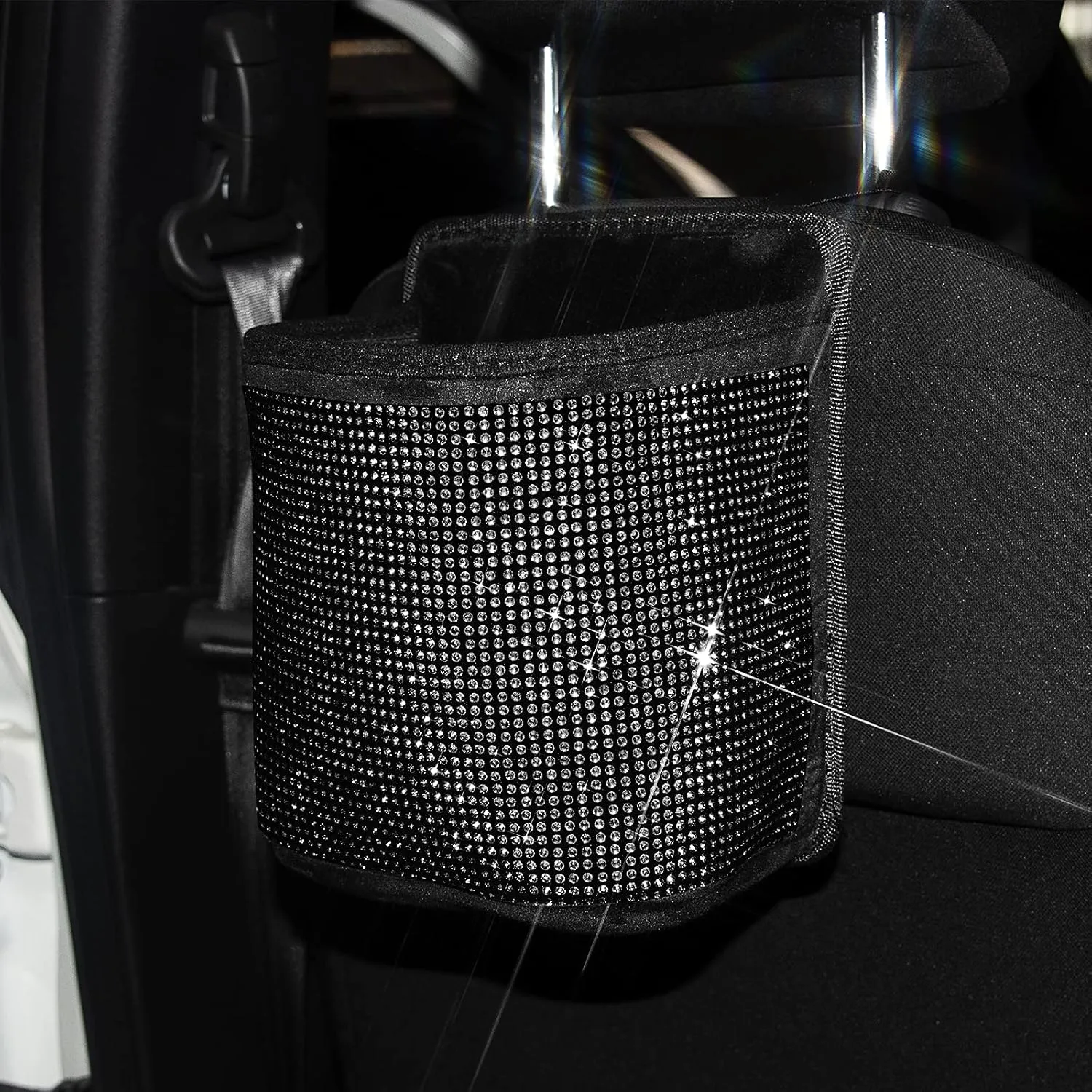 eing Car Seat Organizer Premium Seat Back/Front Seat Travel Caddy Bag, Bling Crystal Car Front Seat Organizer, Pratical Car Garbage Pocket Bin, Diamond Car Accessory (1 - Pack, Black)