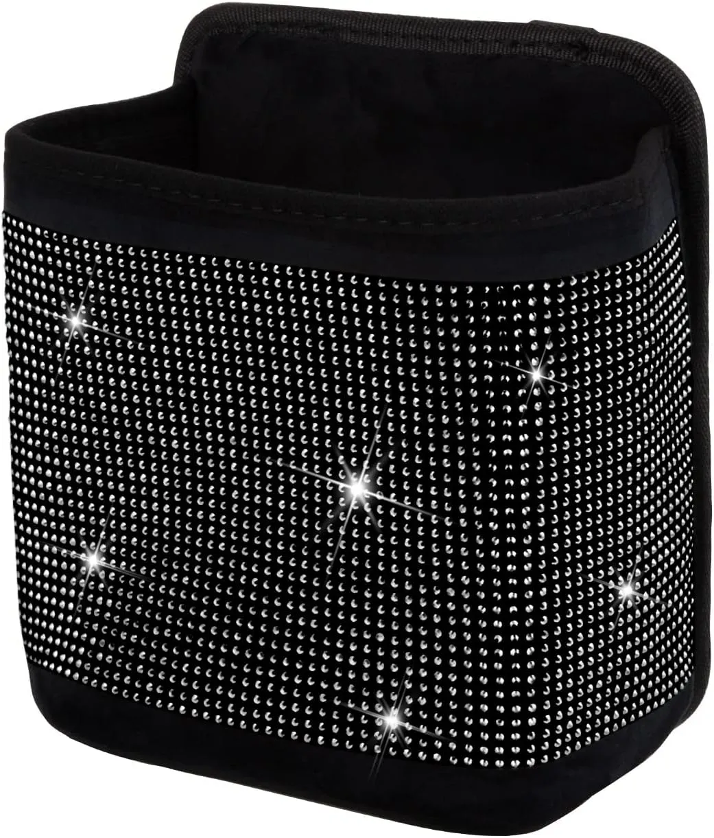 eing Car Seat Organizer Premium Seat Back/Front Seat Travel Caddy Bag, Bling Crystal Car Front Seat Organizer, Pratical Car Garbage Pocket Bin, Diamond Car Accessory (1 - Pack, Black)