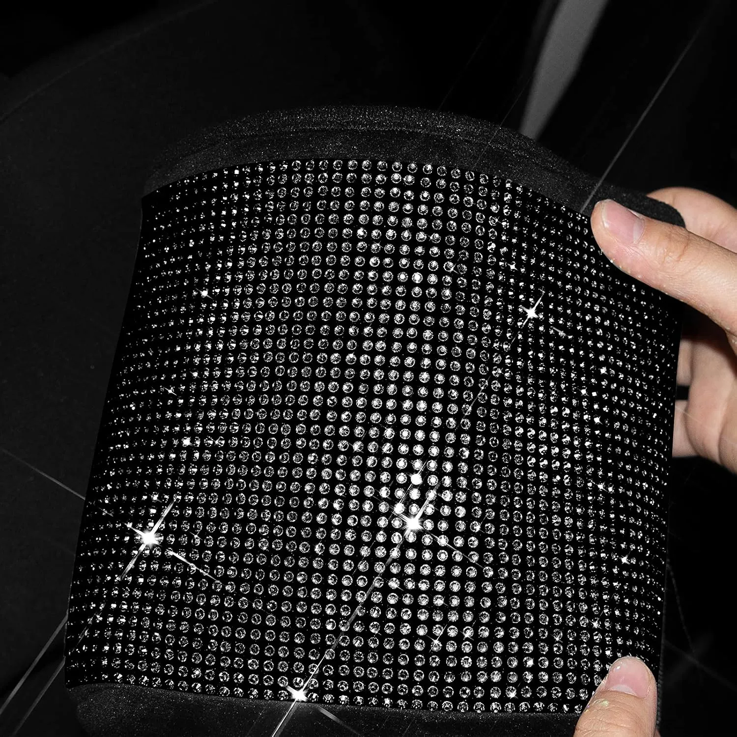 eing Car Seat Organizer Premium Seat Back/Front Seat Travel Caddy Bag, Bling Crystal Car Front Seat Organizer, Pratical Car Garbage Pocket Bin, Diamond Car Accessory (1 - Pack, Black)