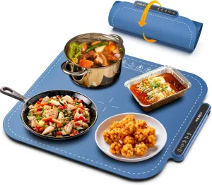 Electric Warming Tray - Full Surface Heating,Rollable & Portable,Premium Silicone Nano-Material,3 Temperature Settings,Auto Shut-Off -Versatile Food Warmer for Pizza, Meals, and More