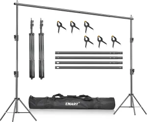 EMART Heavy Duty Backdrop Stand, 8.5 x 10ft Adjustable Photo Background Support System Kit with Carry Bag for Photography