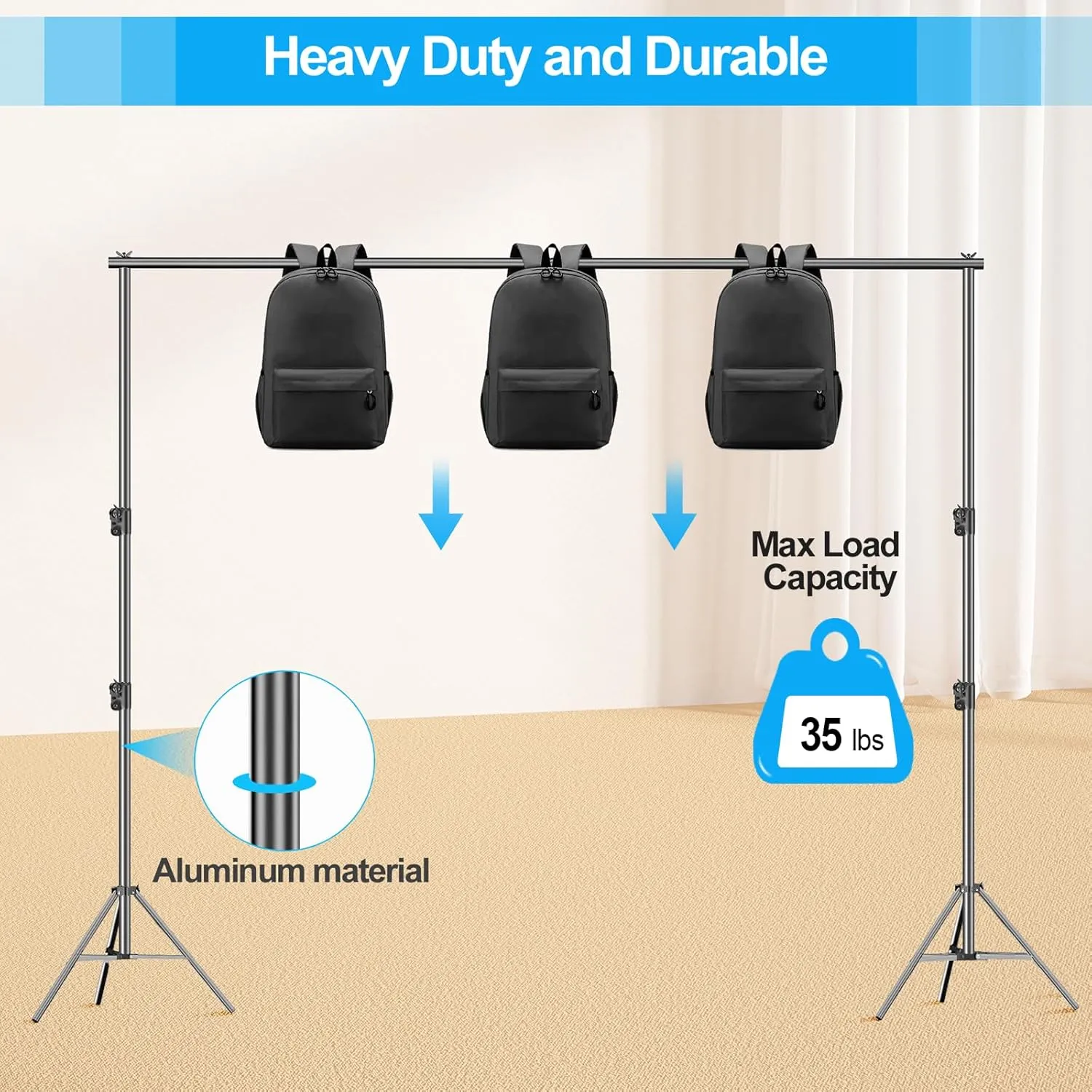 EMART Heavy Duty Backdrop Stand, 8.5 x 10ft Adjustable Photo Background Support System Kit with Carry Bag for Photography