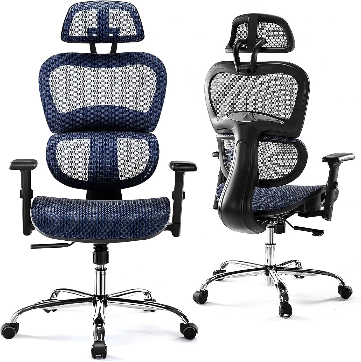 Ergonomic High Back Office Chair - High Office Chair with Headrest, Lumbar Support, Movable Armrests, Swivel Mesh Office Chair with 300 lbs Weight Capacity Adjustable Height for Home Office, Executive