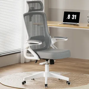 Ergonomic Office Chair, Adjustable Lumbar Support & Rotatable Headrest, 90° Flip-Up Armrests – Breathable Mesh Desk Chair with Thickened Cushion, 360 Swivel – Easy Assemble for Home/Gaming/Office