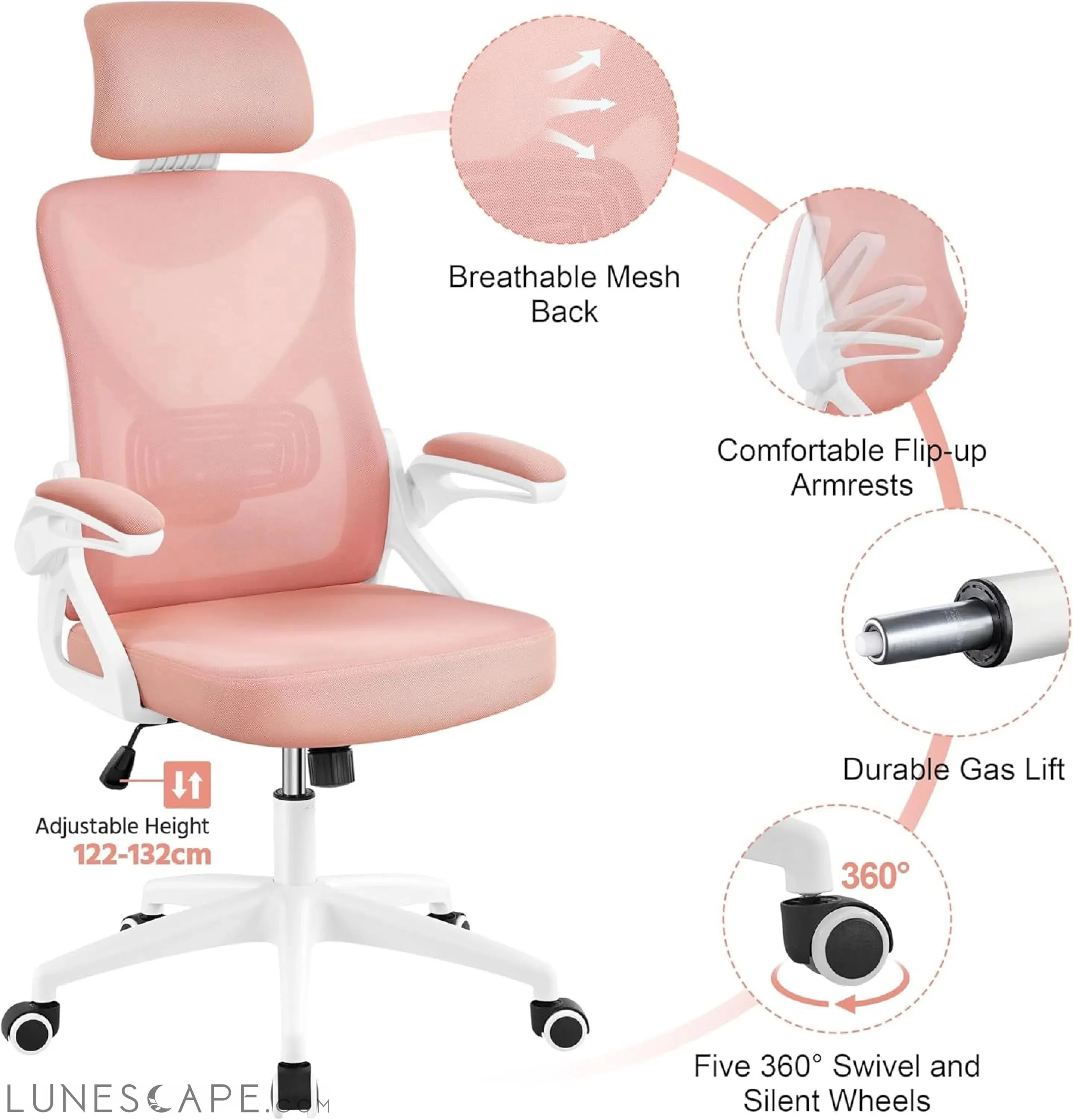 Ergonomic Office Chair, High Back Mesh Desk Chair with Flip-Up