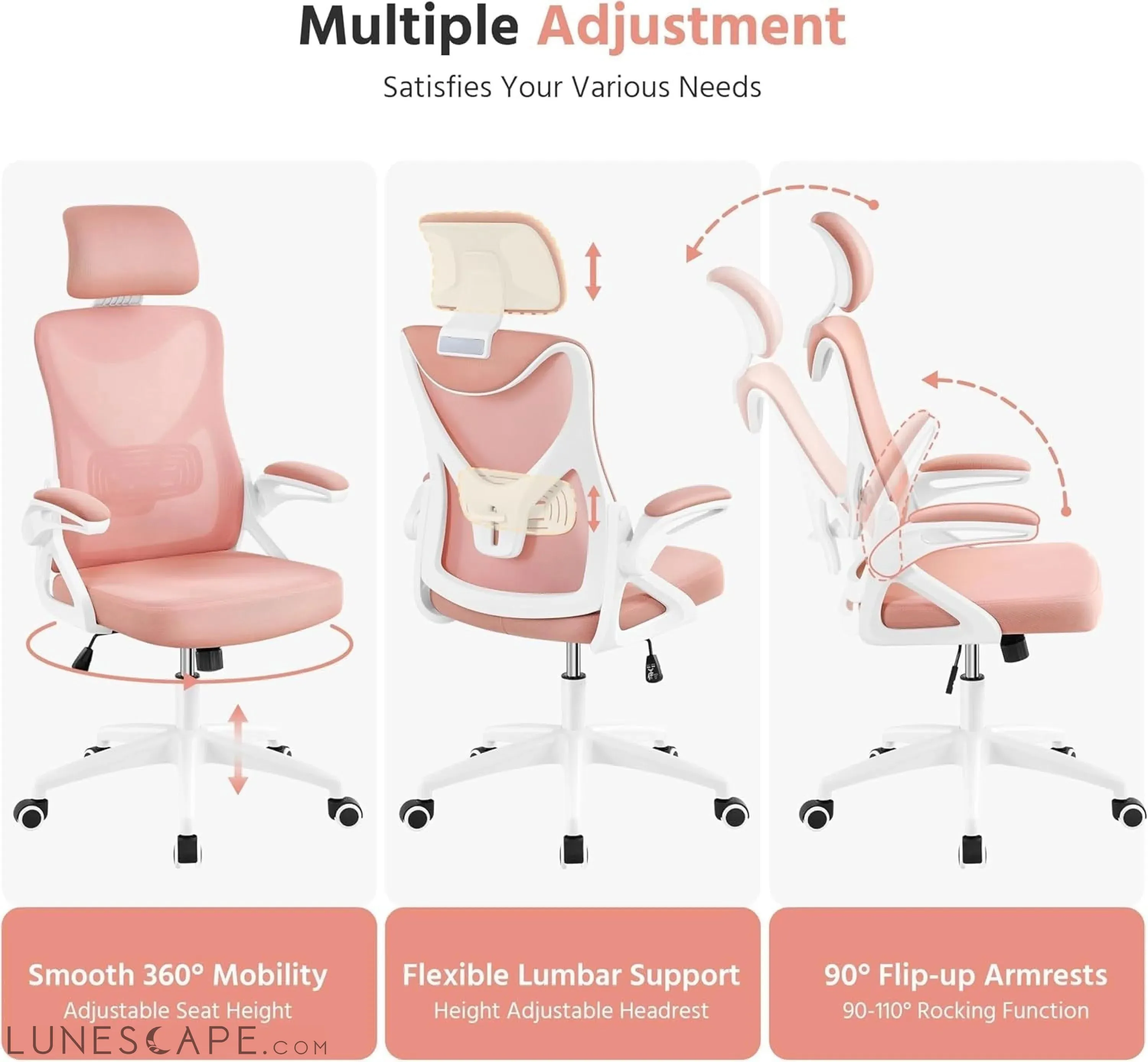 Ergonomic Office Chair, High Back Mesh Desk Chair with Flip-Up