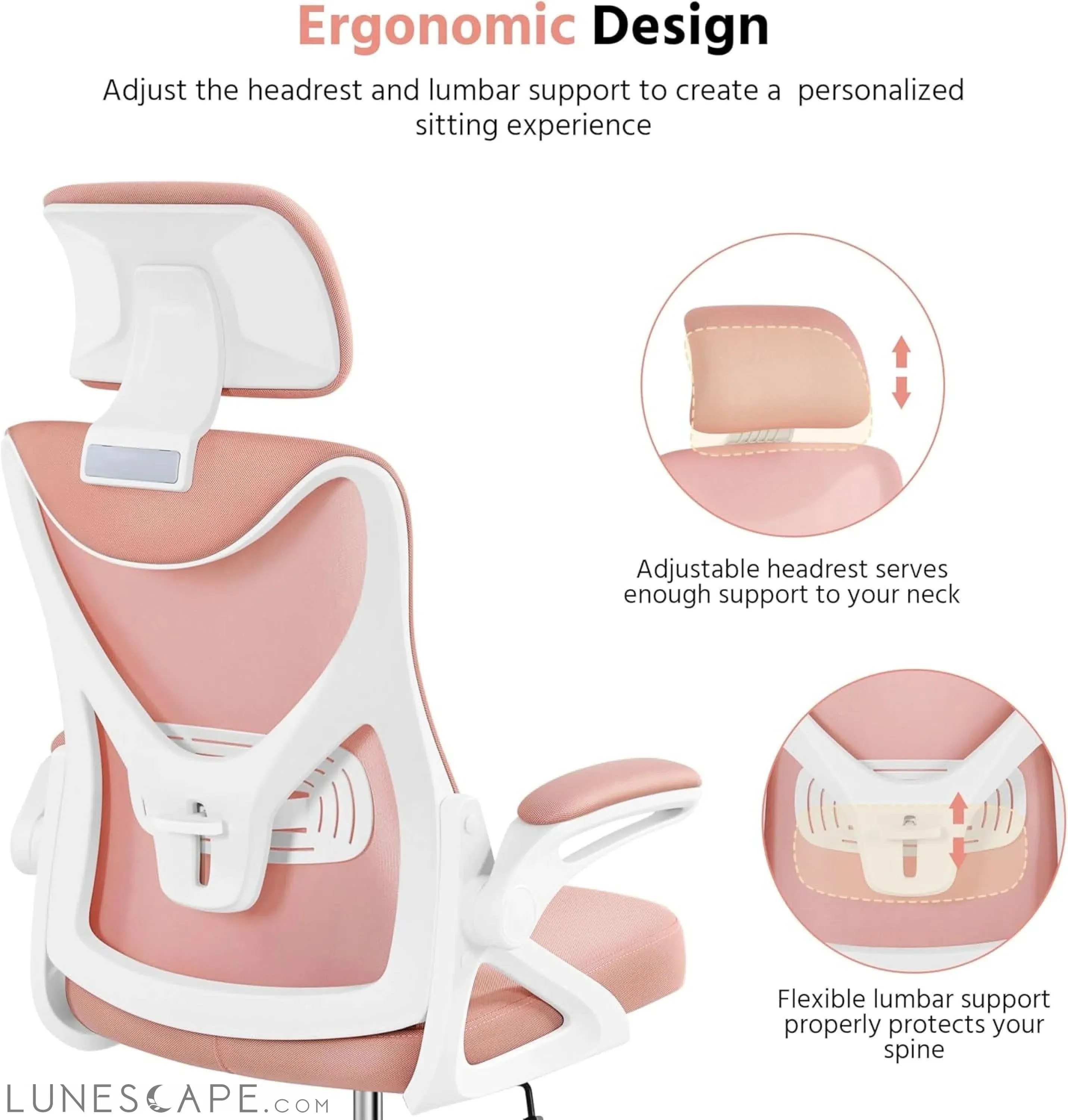 Ergonomic Office Chair, High Back Mesh Desk Chair with Flip-Up