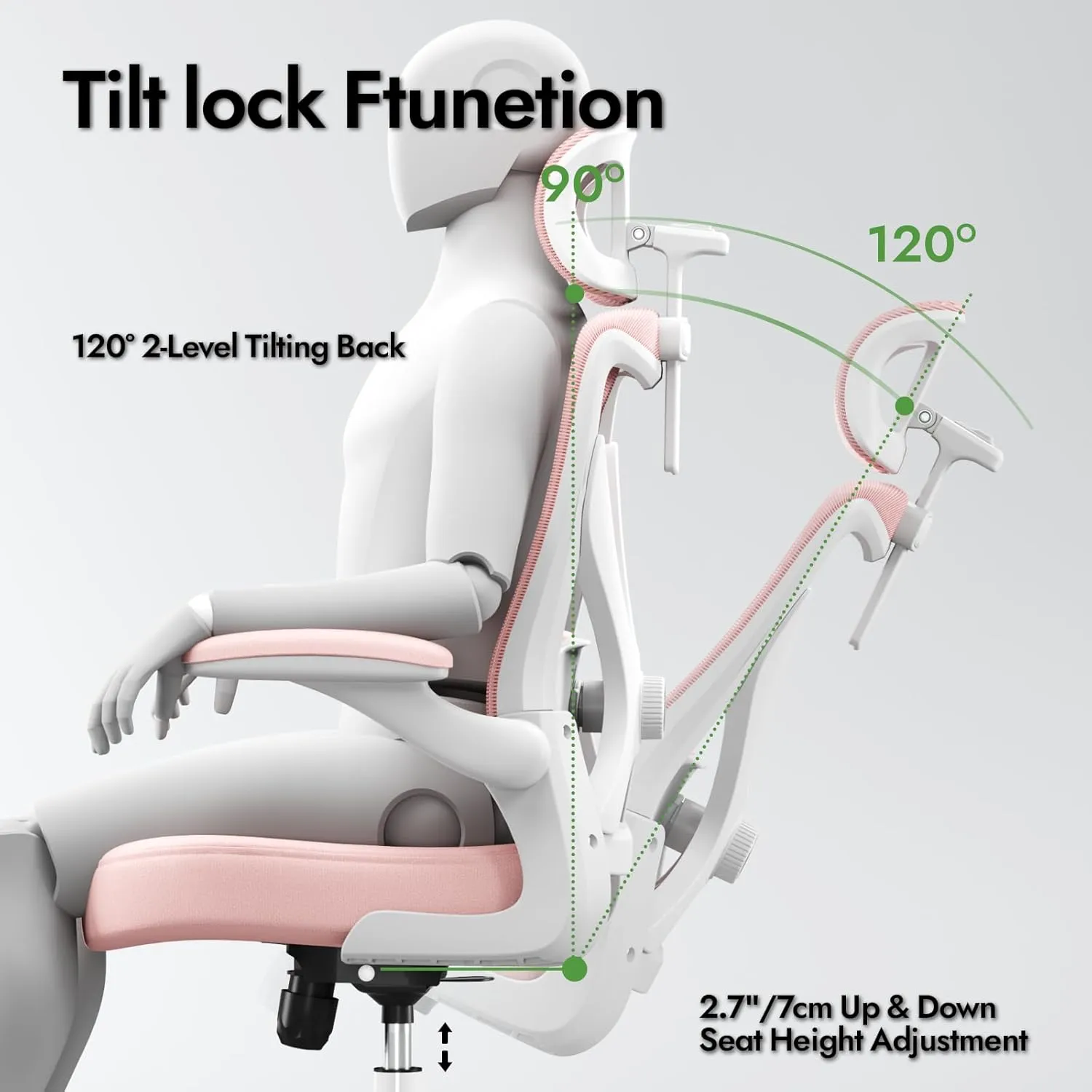 Ergonomic Office Chair - X-Shaped Computer Desk Chair Comfy, Gaming Chair, Office Chair with Lumbar Support, Mesh Office Chairs with Headrests, Desk Chair for Long Hours (Pink)
