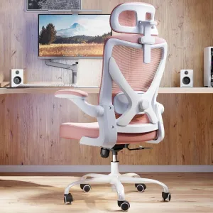 Ergonomic Office Chair - X-Shaped Computer Desk Chair Comfy, Gaming Chair, Office Chair with Lumbar Support, Mesh Office Chairs with Headrests, Desk Chair for Long Hours (Pink)