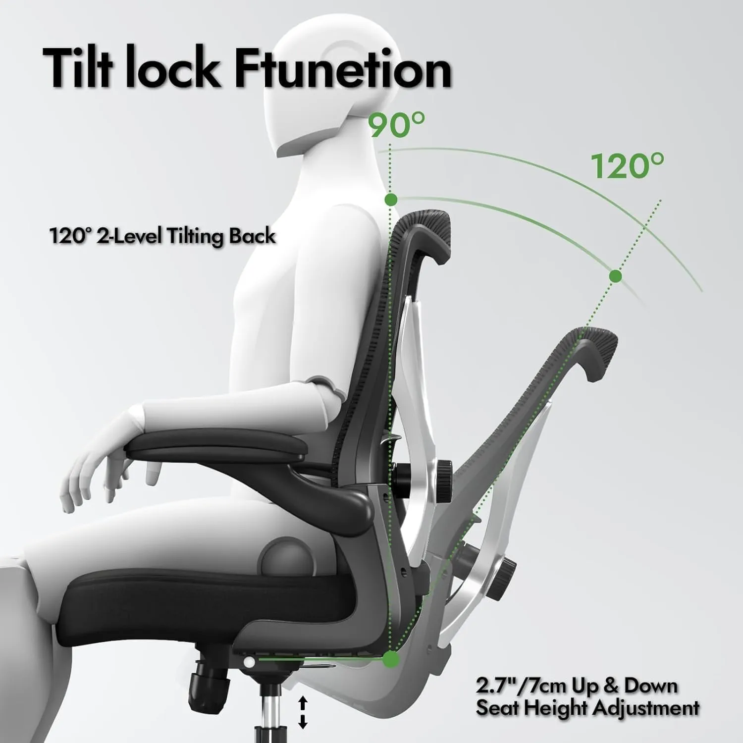 Ergonomic Office Chair - X-Shaped Computer Desk Chairs Comfy, Mesh High-Back Gaming Chair with Adjustable Lumbar Support, Executive Task Chair for Adults, Comfortable for Long Hours