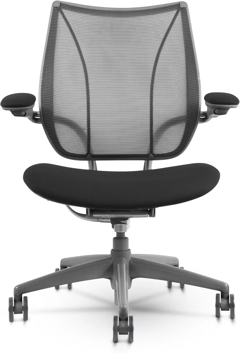 Ergonomic Renewed Liberty Task Chair for Humanscale - Black Form Sensing Mesh Adjustable Height Pivoted Back Contoured Seat Backrest - Repackaged Ergonomic Office Office Chair