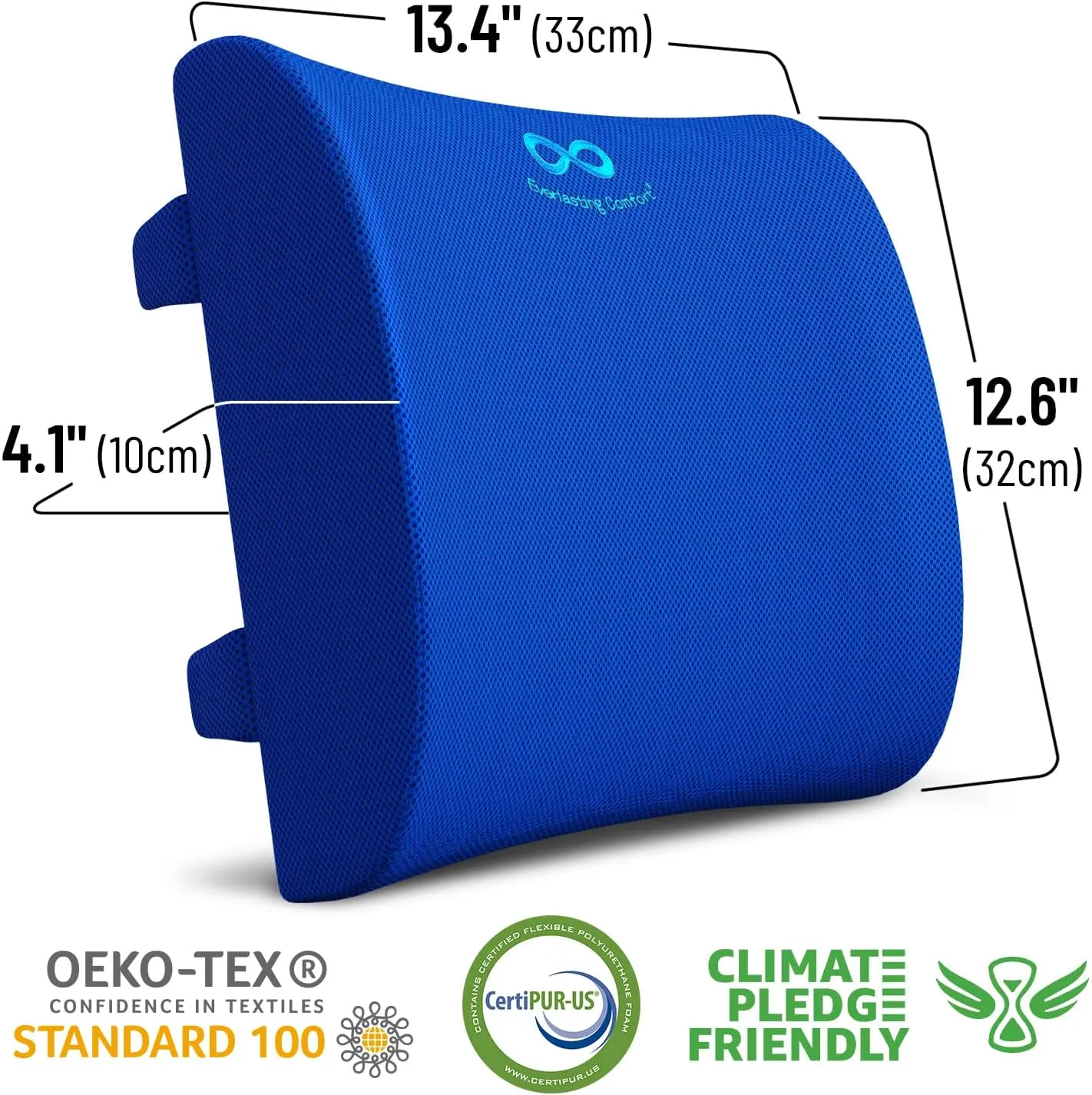 Everlasting Comfort Lumbar Support Pillow for Car Seat - Memory Foam Back Cushion for Car - Lumbar Pillow Promotes Better Posture, Back Pain Relief - Ideal for Driving