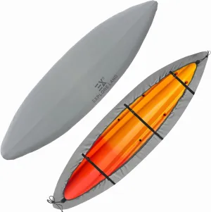 Explore Land Waterproof Kayak Cover - Fade Resistiant 600D Heavy Duty Canoe Dust Storage Cover Suitable for 12.3-13.5ft Kayak, Grey