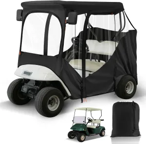 EZGO Driving Enclosure, Golf Cart Enclosure Suitable for 2 Passager EZGO RXV & TXT Golf Cart, 600D Windproof Golf Cart Rain Cover with Double Zippers, Reserved Side View Mirror Hole