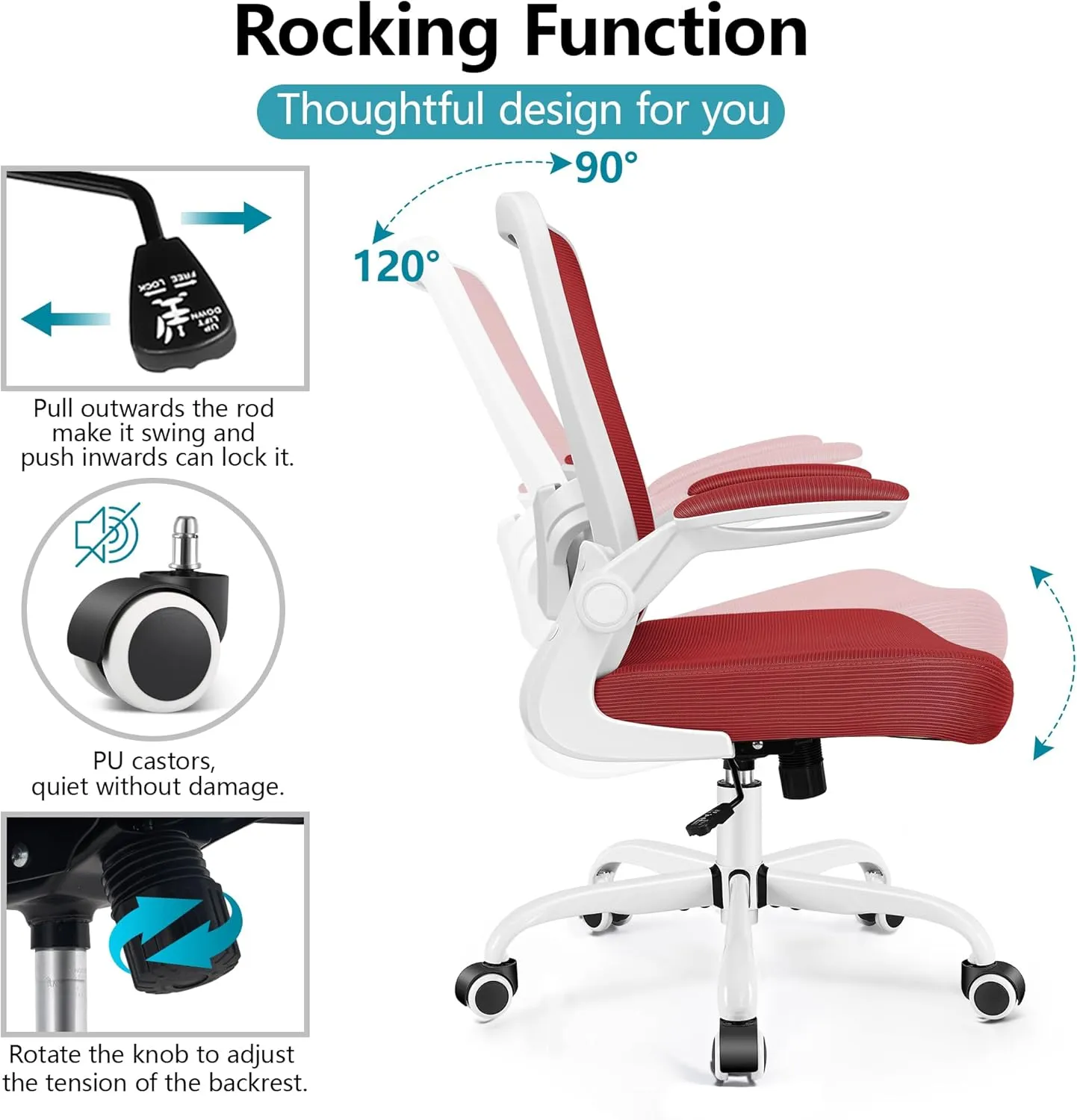 FelixKing Office Chair, Ergonomic Desk Chair Breathable Mesh Chair with Adjustable High Back Lumbar Support Flip-up Armrests, Executive Rolling Swivel Comfy Task Computer Chair for Home Office