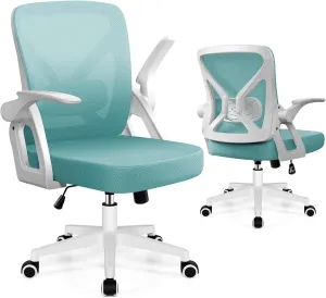 FelixKing Office Chair - Ergonomic Desk Chair Breathable Mesh Task Chair with Wheels and Lumbar Support Home Desk Office Chair with Flip up Armrest Rolling Swivel Computer Chair for Home Office Blue