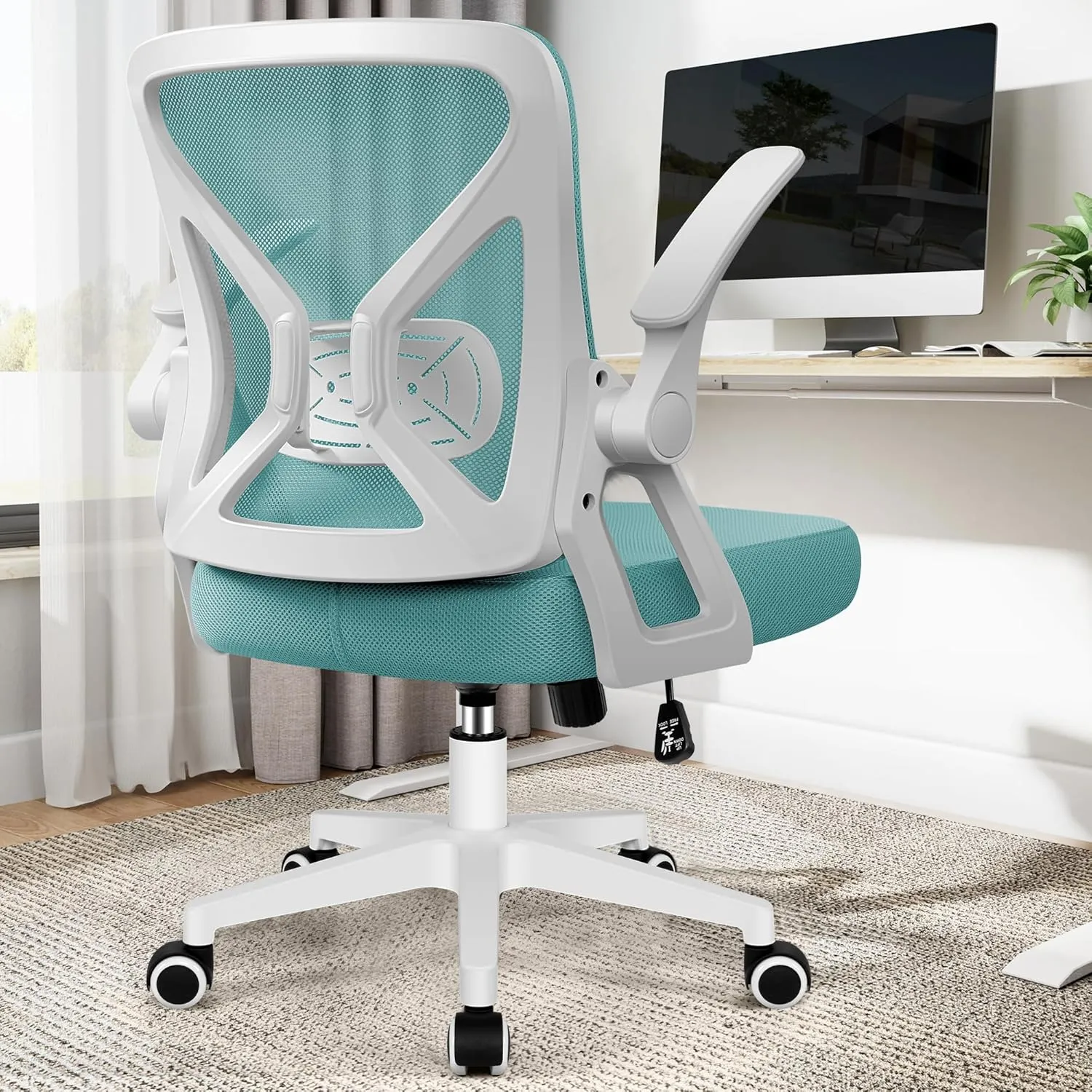 FelixKing Office Chair - Ergonomic Desk Chair Breathable Mesh Task Chair with Wheels and Lumbar Support Home Desk Office Chair with Flip up Armrest Rolling Swivel Computer Chair for Home Office Blue