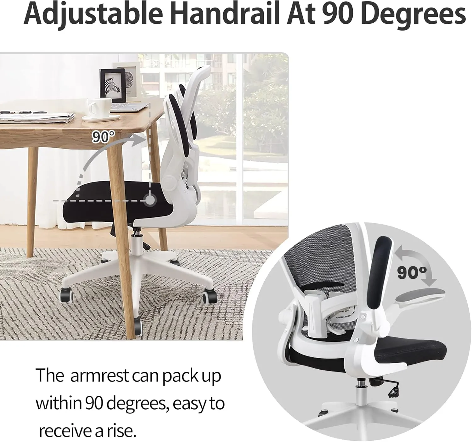 FelixKing Office Chair, Ergonomic Desk Chair with Adjustable Height and Lumbar Support Swivel Game Chair Desk Computer Chair with Flip up Armrests for Conference Room (White)