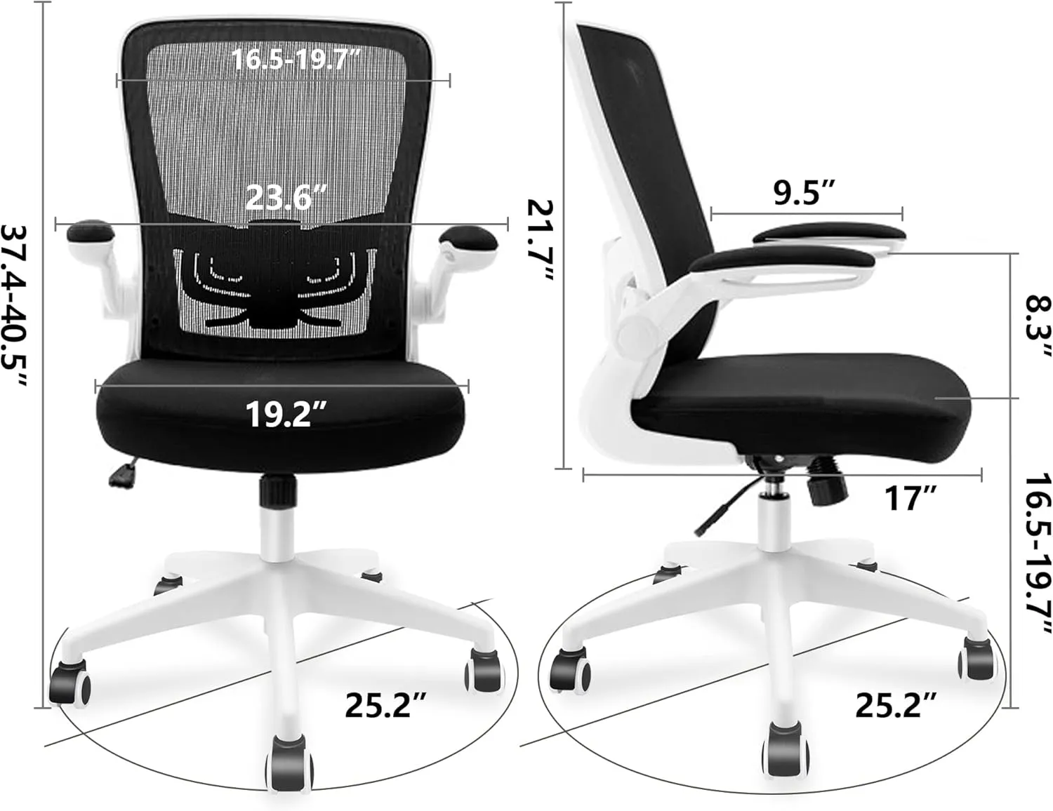 FelixKing Office Chair, Ergonomic Desk Chair with Adjustable Height and Lumbar Support Swivel Game Chair Desk Computer Chair with Flip up Armrests for Conference Room (White)