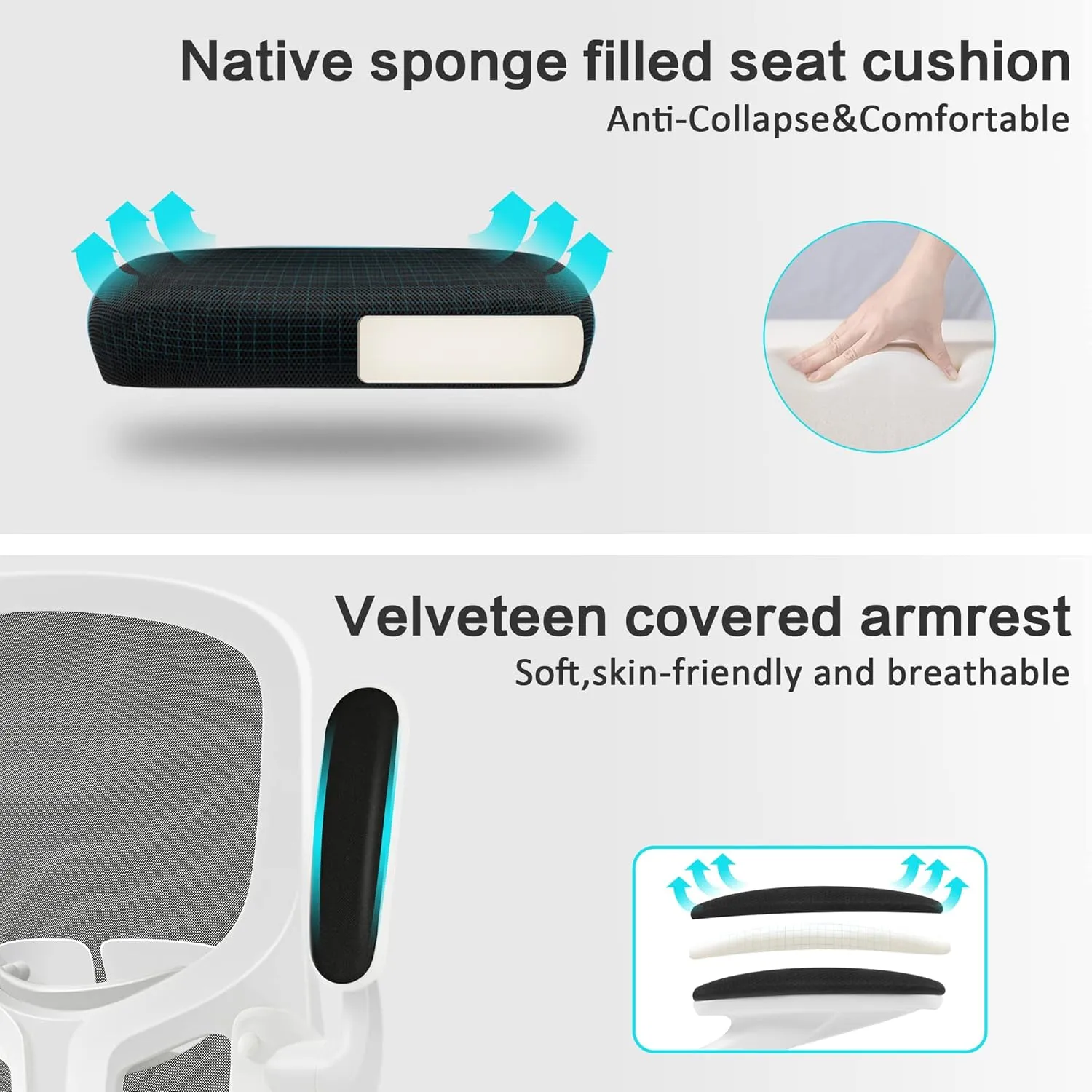 FelixKing Office Desk Chairs, Ergonomic PC Desk Chair with Wheels, Adjustable Lumbar Support and Height, Swivel Computer Chair with Flip-up Armrests, Ergo Mesh Backrest for Working (White)