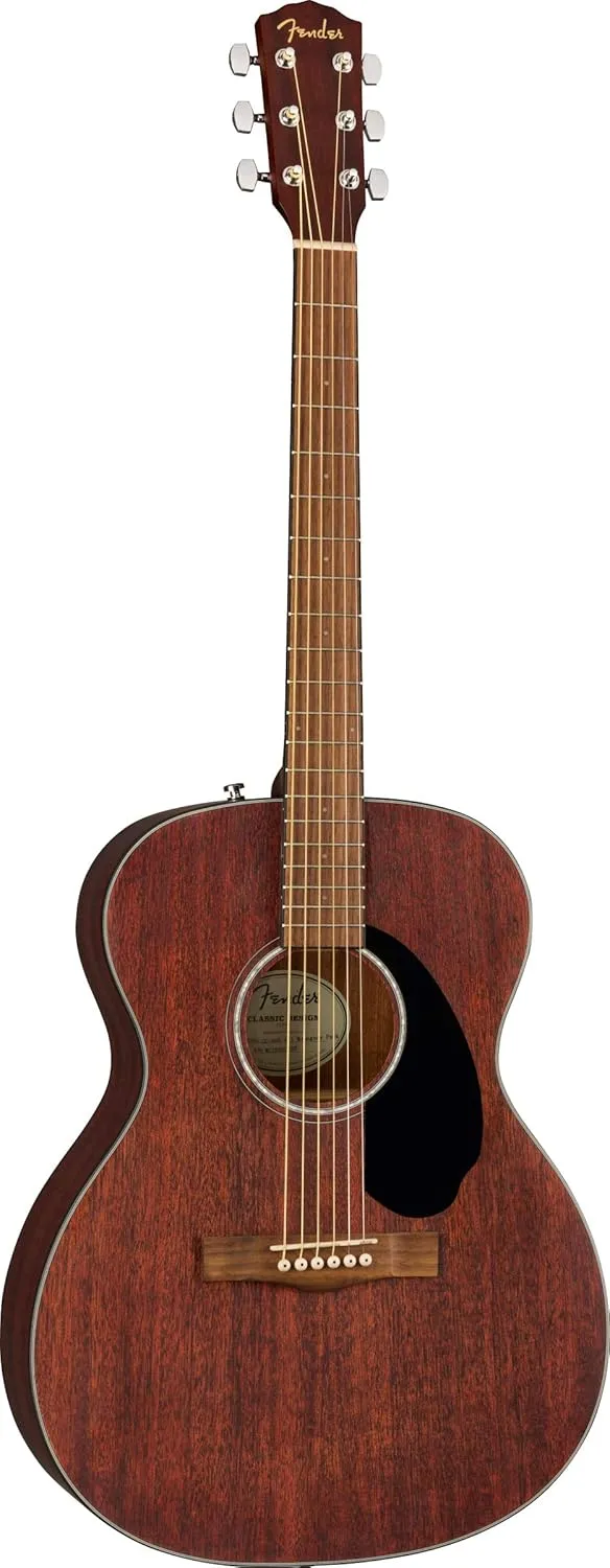 Fender CC-60S Solid Top Concert Size Acoustic Guitar Bundle with Gig Bag, Tuner, Strap, Strings, Picks, Fender Play Online Lessons, and Austin Bazaar Instructional DVD - Mahogany