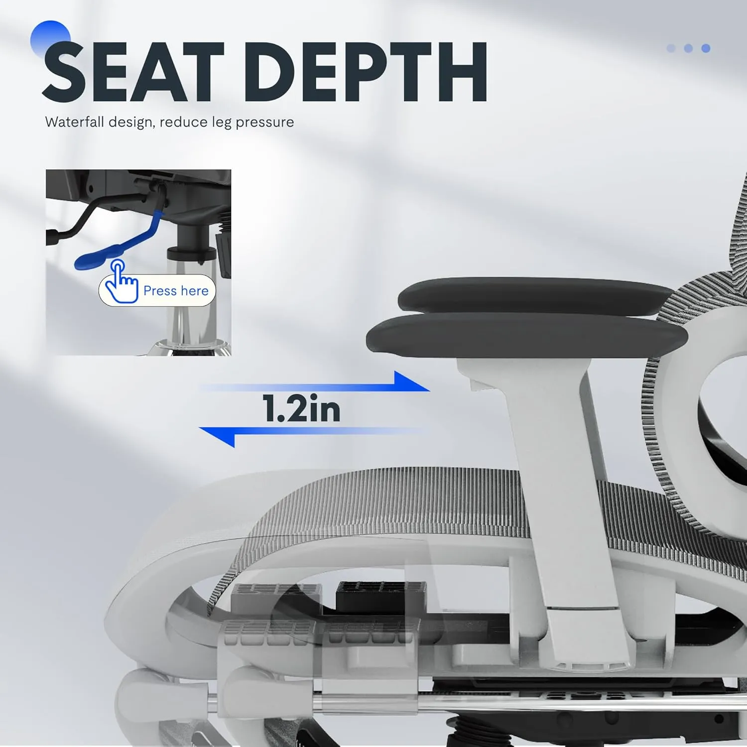 FLEXISPOT Premium Ergonomic Office Chair with Footrest- Adjustable 3D Armrests, Dynamic Lumbar Support, Recline & Tilt Function, Mesh Seat, for Home & Office Use, OC4-SD Light Grey