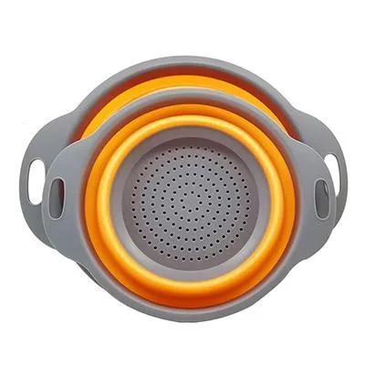 Foldable Silicone Colander Fruit Strainer Vegetable Washing Basket Collapsible Drainer 2pcs/set