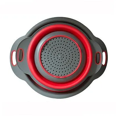 Foldable Silicone Colander Fruit Strainer Vegetable Washing Basket Collapsible Drainer 2pcs/set